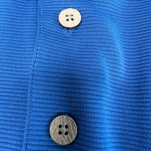 Cubavera Mykonos Blue Solid Textured Polo Large Mens - Picture 12 of 15